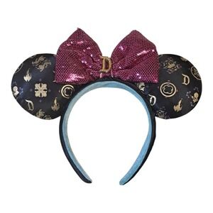 Disney Minnie Mouse  Ear Headband Sequin Bow Sleeping Beauty Castle Disneyland